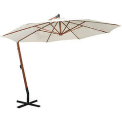 Ombrellone Pensile 350 cm Palo in Legno Bianco