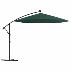 vidaXL Ombrellone Pensile con Luci LED 300 cm Verde Palo in Metallo - Vista aggiuntiva 2