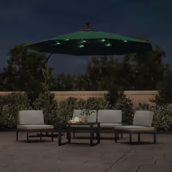 vidaXL Ombrellone Pensile con Luci LED 300 cm Verde Palo in Metallo - Vista aggiuntiva 3
