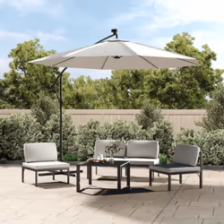 Questo elegante ombrellone pensile da giardino con illuminazione a LED è la scelta perfetta per creare un po' di ombra e prot ...