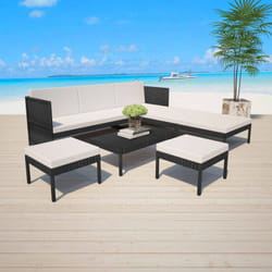 Vidaxl - Set Divani da Giardino 6 pz con Cuscini in Polyrattan Nero