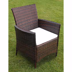 vidaXL Set da Pranzo da Giardino 7 pz con Cuscini Polyrattan Marrone - Vista aggiuntiva 3