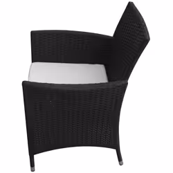 vidaXL Set da Pranzo da Giardino 5 pz con Cuscini in Polyrattan Nero - Vista aggiuntiva 3