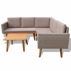 vidaXL Set Divani da Giardino 4 pz con Cuscini in Polyrattan Grigio - Vista aggiuntiva 3