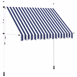vidaXL Tenda da Sole Retrattile Manuale 250 cm a Strisce Blu e Bianche - Vista aggiuntiva 2
