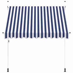 vidaXL Tenda da Sole Retrattile Manuale 250 cm a Strisce Blu e Bianche - Vista aggiuntiva 3