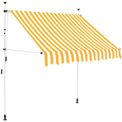 Tenda da Sole Retrattile Manuale a Strisce Gialle e Bianche vari dimensioni dimensioni : 200 cm