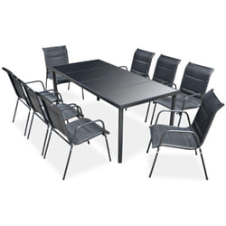 vidaXL Set da Pranzo da Giardino 9 pz in Acciaio Nero