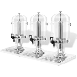 Triplo Distributore di Succdi Frutta e Bibite Acciaio Inossidabile 3 x 8 l Vidaxl 43057