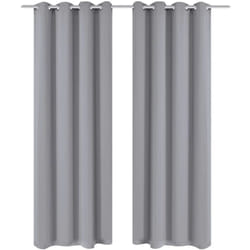 2 Pz Tende Oscuranti con Occhielli in Metallo 135x175 cm Grigie