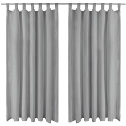 2 Pz Tende in Micro Raso con Passanti 140x225 cm Grigie Vidaxl 7894