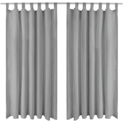 2 Pz Tende in Micro Raso con Passanti 140x245 cm Grigie Vidaxl
