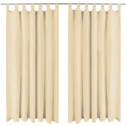 Tende in Micro Raso 2 pz con Passanti 140x175 cm Beige Vidaxl 63870