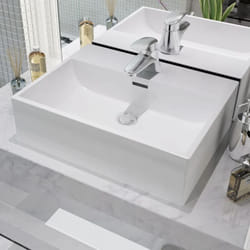 Lavabo, Lavandino con Foro Rubinetto in Ceramica Bianca 51,5x38,5x15 cm Vidaxl 7542