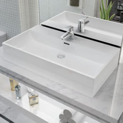 Vidaxl - Lavabo, Lavandino con Foro Rubinetto in Ceramica Bianca 76x42,5x14,5 cm 4936