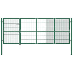 Vidaxl - Cancello di Recinzione con Paletti in Acciaio Verde 3 chiavi varie dimensioni dimensioni : 350x120 cm