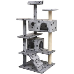 Tiragraffi per gatti, Albero per Gatti Tiragraffi in Sisal 125 cm Zampe Stampate Grigio Vidaxl