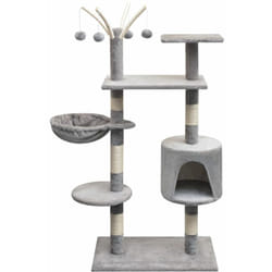 Albero per Gatti con Tiragraffi Sisal h 125 cm con casetta e amaca vari colori colore : grigio