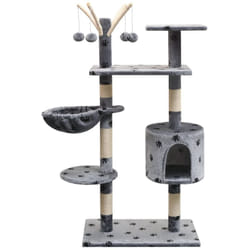 Tiragraffi per gatti, Albero per Gatti Tiragraffi Sisal 125 cm Zampe Stampate Grigio Vidaxl