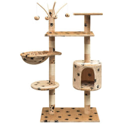 Tiragraffi per gatti, Albero per Gatti Tiragraffi Sisal 125 cm Zampe Stampate Beige Vidaxl