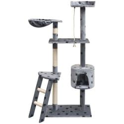 Albero per Gatti Tiragraffi Sisal 150 cm Zampe Stampate Grigio Vidaxl