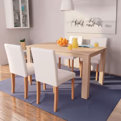 Questo set composto da tavolo e sedie ha un design classico e sarà un ottimo complemento per la vostra sala da pranzo o la cu ...