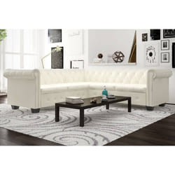 vidaXL Divano Angolare Chesterfield a 5 Posti Pelle Artificiale Bianca