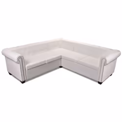 vidaXL Divano Angolare Chesterfield a 5 Posti Pelle Artificiale Bianca - Vista aggiuntiva 3