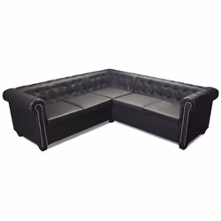 vidaXL Divano Angolare Chesterfield a 5 Posti Pelle Artificiale Nera - Vista aggiuntiva 3