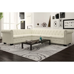 vidaXL Divano Angolare Chesterfield a 6 Posti Pelle Artificiale Bianca