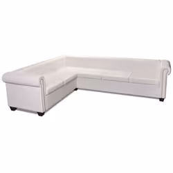 vidaXL Divano Angolare Chesterfield a 6 Posti Pelle Artificiale Bianca - Vista aggiuntiva 2