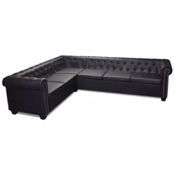 vidaXL Divano Angolare Chesterfield a 6 Posti Pelle Artificiale Nera - Vista aggiuntiva 2