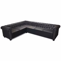 vidaXL Divano Angolare Chesterfield a 6 Posti Pelle Artificiale Nera - Vista aggiuntiva 3