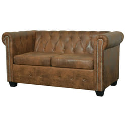 Vidaxl - Divano Chesterfield a 2 Posti in Finta Pelle Marrone