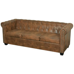 Vidaxl - Divano Chesterfield a 3 Posti in Finta Pelle Marrone