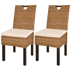 Vidaxl - Sedie Sala da Pranzo 2 pz in Rattan Kubu e Legno di Mango