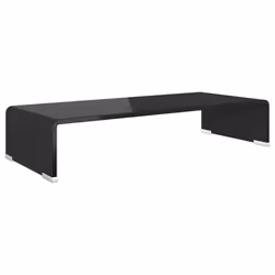 vidaXL Mobile/Rialzo Porta TV in Vetro Nero 60x25x11 cm - Vista aggiuntiva 2
