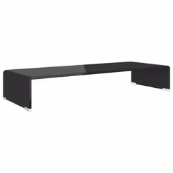 vidaXL Mobile/Rialzo Porta TV in Vetro Nero 80x30x13 cm - Vista aggiuntiva 2