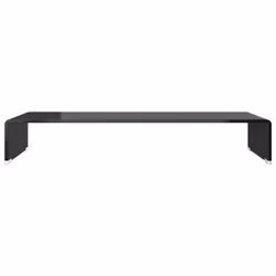 vidaXL Mobile/Rialzo Porta TV in Vetro Nero 80x30x13 cm - Vista aggiuntiva 3