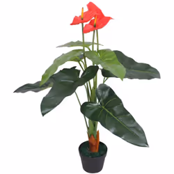 Aggiungete un po' di verde al vostro arredo interno con questo realistico anthurium artificiale. L'anthurium è alto 90 cm e s ...