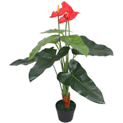 Anturium Pianta Artificiale con Vaso 90 cm Rosso e Giallo Vidaxl 4417