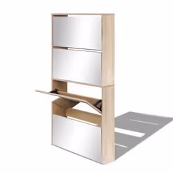 vidaXL Scarpiera a 4 Strati con Specchio Rovere 63x17x134 cm - Vista aggiuntiva 3