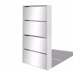 vidaXL Scarpiera a 4 Strati con Specchio Bianca 63x17x134 cm - Vista aggiuntiva 2