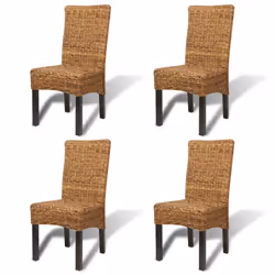 vidaXL Sedie da Pranzo 4 pz in Legno Massello di Mango e Abaca - Vista aggiuntiva 2
