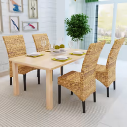 vidaXL Sedie da Pranzo 4 pz in Legno Massello di Mango e Abaca - Vista aggiuntiva 3