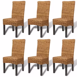 vidaXL Sedie da Pranzo 6 pz in Abaca e Legno Massello di Mango - Vista aggiuntiva 2