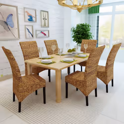 vidaXL Sedie da Pranzo 6 pz in Abaca e Legno Massello di Mango - Vista aggiuntiva 3