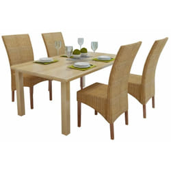 Vidaxl - Sedie da Pranzo Set in Rattan Naturale e Legno Massello di Mango vari pezzi modelli : 4 pz