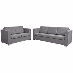 vidaXL 2 Pz Set di Divani in Stoffa Grigio Chiaro - Vista aggiuntiva 2