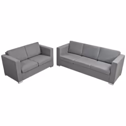 vidaXL 2 Pz Set di Divani in Stoffa Grigio Chiaro - Vista aggiuntiva 3